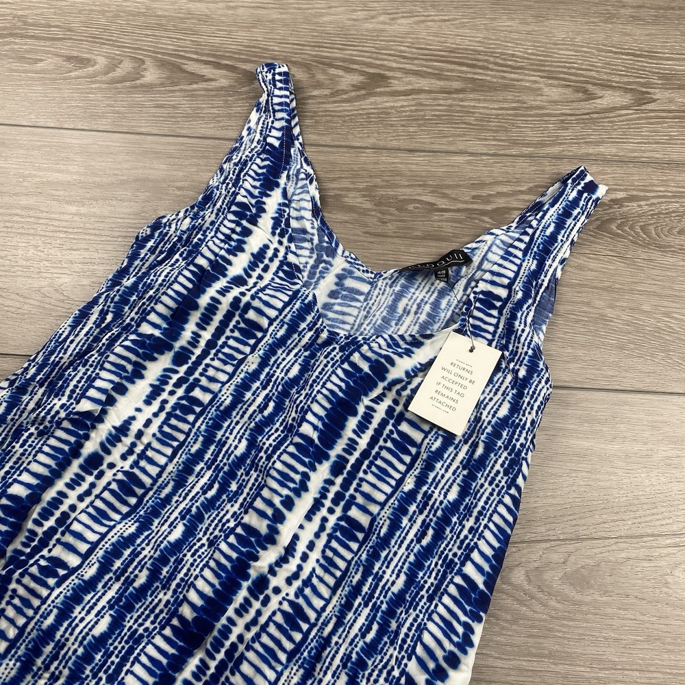 Eloquii Women's Sleeveless Tie Midi Dress Blue White 18/20 New